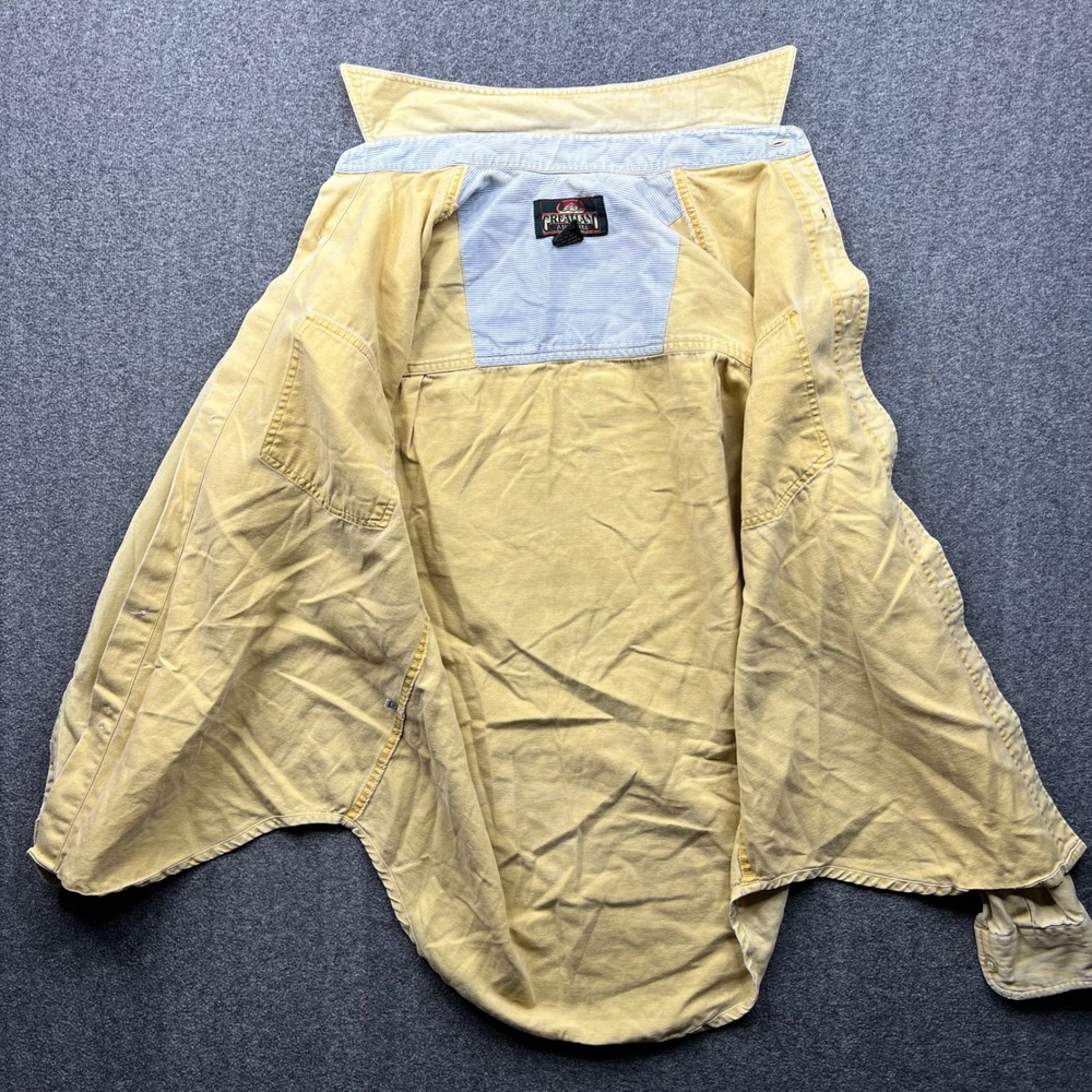 Greatland Apparel Button Down Shirt Mens Small Yellow Cotton Twill  Pocket